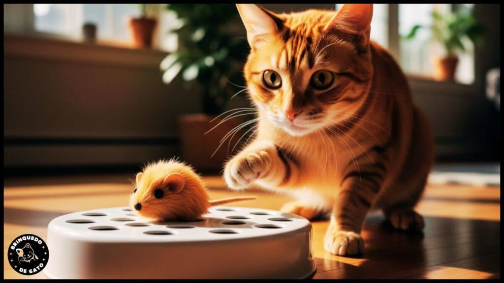 Brinquedos Interativos para Gatos - 
Gato brincando de caça escondida com brinquedo pop-up