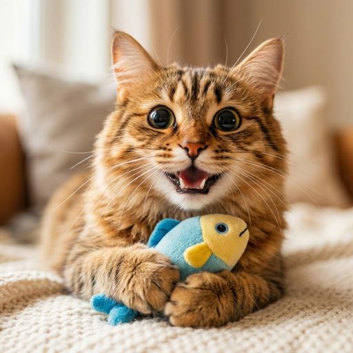 Brinquedos com Catnip Funcionam? A Ciência e os Benefícios Explicados 11 Gato brinca e cheirar brinquedos para gatos com catnip.