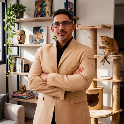 Faustino Ribeiro, especialista em felinos e educador físico, autor do portal Brinquedo de Gato.